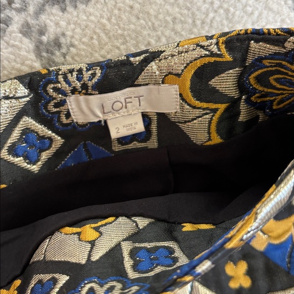 LOFT Geometric Floral Mini Skirt - Black, Blue, Gold - Picture 2 of 2